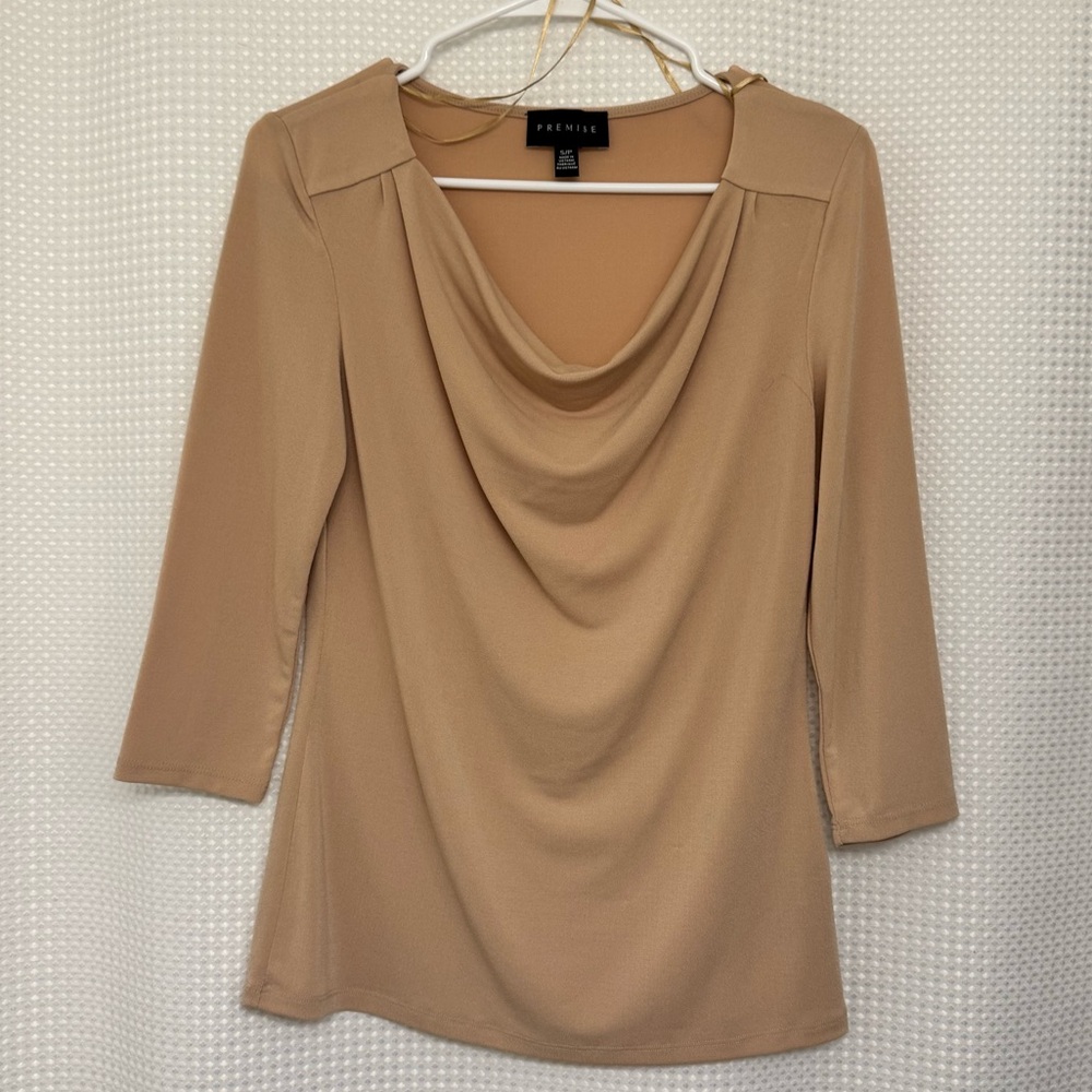Beige Cowl Neck Blouse